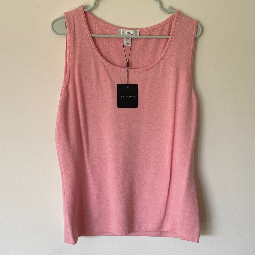 St John woven knit sweater shell tank top pink size L